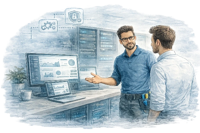 Prestataire informatique accompagnant une entreprise dans la gestion de son système informatique