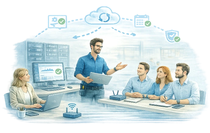Prestataire informatique accompagnant une équipe sans service informatique interne