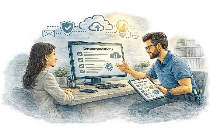 Présentation de recommandations pour améliorer la sécurité, les performances et l’organisation du système informatique.