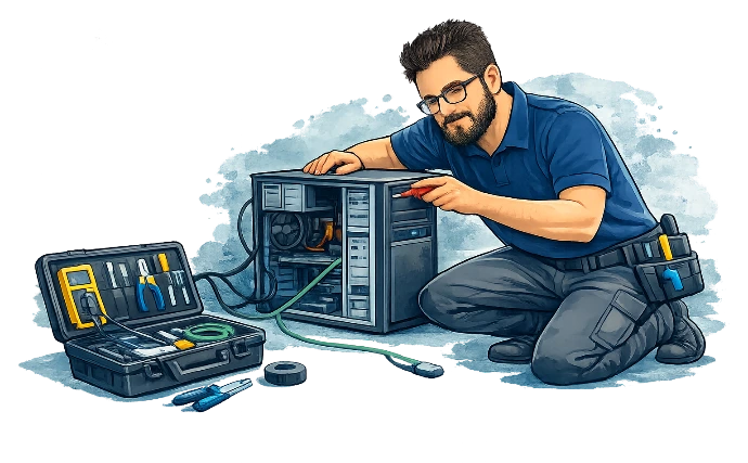 Intervention de dépannage informatique pour résoudre une panne d’ordinateur