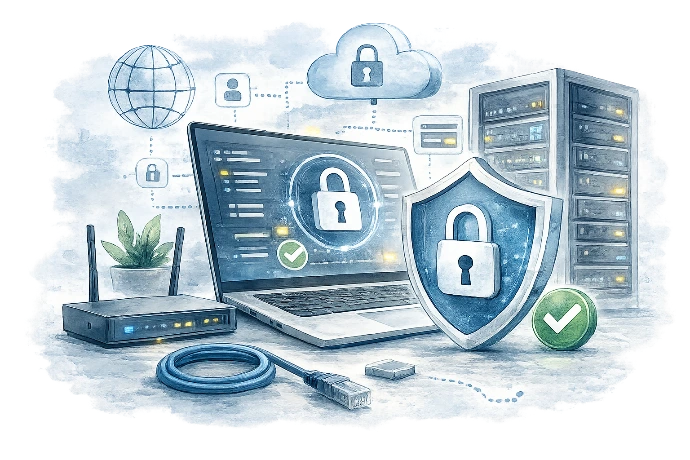 Sécurité informatique protégeant les systèmes contre virus et cyberattaques